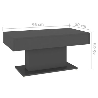 vidaXL Tavolino da Salotto Grigio 96x50x45 cm in Legno Multistrato