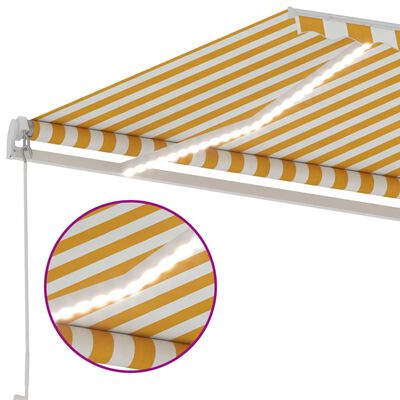 vidaXL Tenda da Sole Manuale con LED 300x250 cm Gialla e Bianca