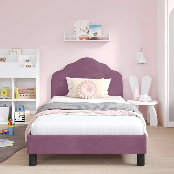 vidaXL Struttura letto bambini con testata Viola 90 x 200 cm Velluto