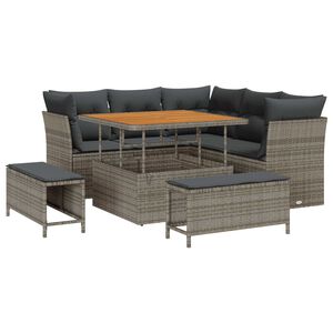 vidaXL Set Divano da Giardino 8 pcs Grigio polyrattan