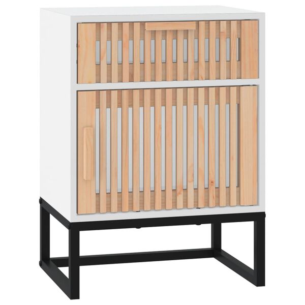 vidaXL Comodino Bianco 40x30x55,5 cm Legno Multistrato e Ferro