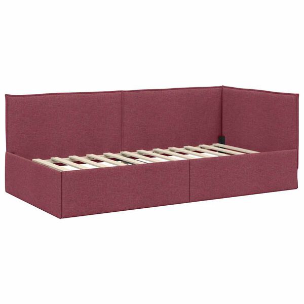 vidaXL Cornice del letto ad angolo Rosso Vino 100 cm x 200 cm Velluto