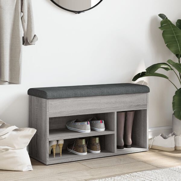vidaXL Panca Porta Scarpe Grigio Sonoma 82x32x45,5cm Legno Multistrato