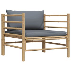 vidaXL Divano da Giardino con Cuscini Grigio Scuro in Bamb&ugrave;
