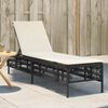 vidaXL Lettino Prendisole con Cuscino Nero in Polyrattan