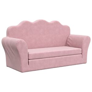 vidaXL Divano Letto per Bambini a 2 Posti Rosa in Morbido Peluche