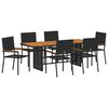 vidaXL Set da Pranzo per Giardino 7 pz Nero polyrattan
