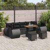 vidaXL Set Divano da Giardino 10 pcs Nero polyrattan
