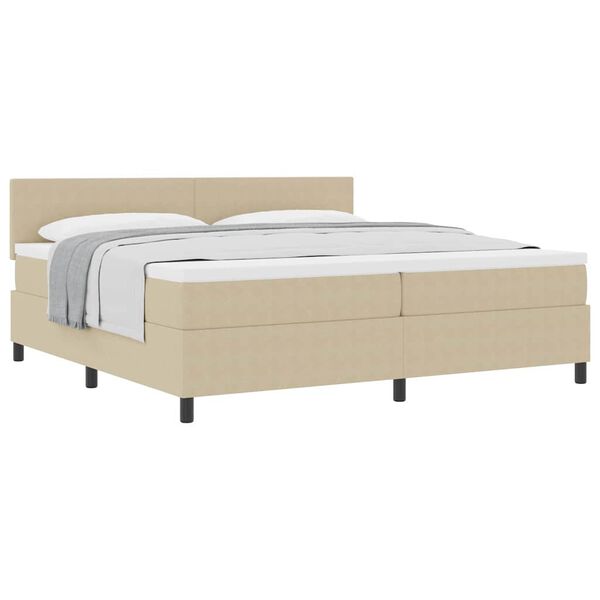 vidaXL Letto a molle con testiera Grigio chiaro e bianco 200 x 200 cm
