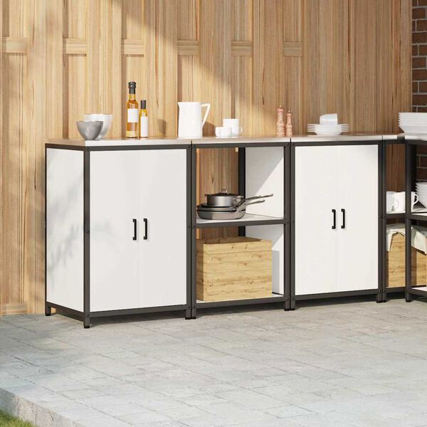 vidaXL Set di Stoccaggio per Cucina con lo scaffale 3 pcs Bianco