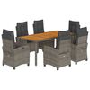 vidaXL Set da Pranzo da Giardino 7 pz con Cuscini in Polyrattan Grigio