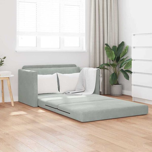 vidaXL Divano letto Grigio chiaro 124 x 204 x 61 cm Velluto