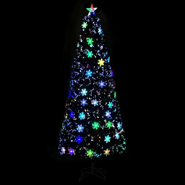 vidaXL Albero Natale con Fiocchi di Neve a LED Nero 240cm Fibra Ottica