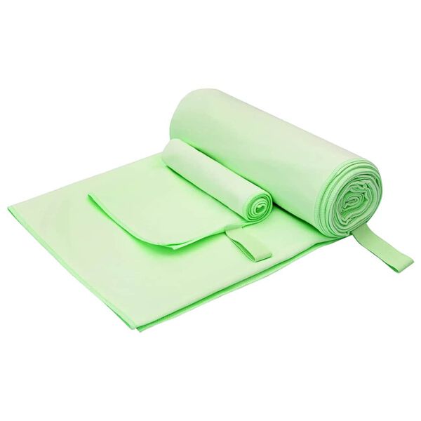 vidaXL Set di Asciugamani Sportivi 2 pcs Verde Tessuto