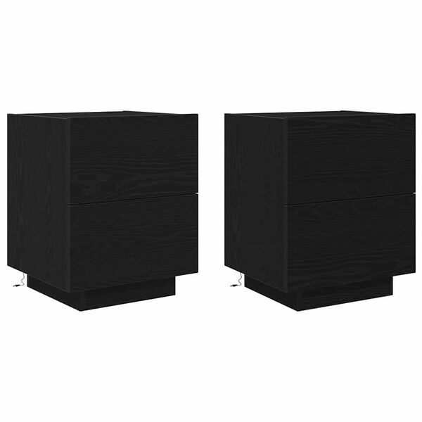 vidaXL Armadio da Notte con cassetto 2 pcs Rovere Nero 45 x 40 x 55 cm