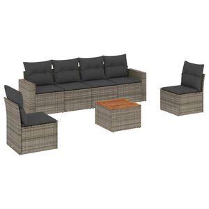 vidaXL Set Divani da Giardino 7 pz con Cuscini Grigio in Polyrattan