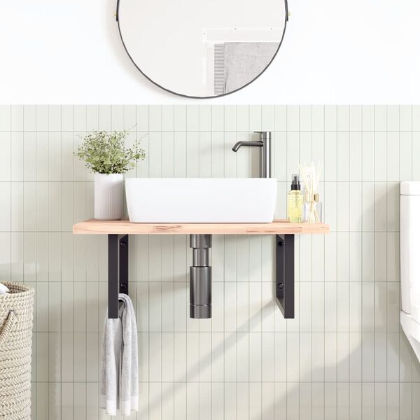 vidaXL Reggimensole per Lavabo 2 pz Nere Rettangolari in Acciaio