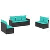vidaXL Set Divani da Giardino 7 pz con Cuscini Nero in Polyrattan