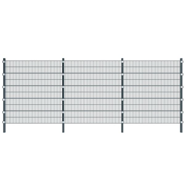 vidaXL Pannello di recinzione con pali in ferro verniciato a polvere 6x1,95 m grigio antracite