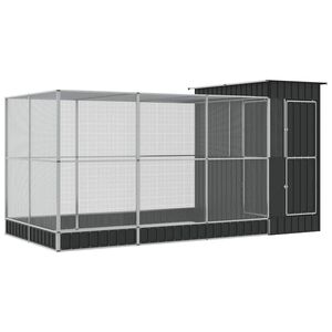 vidaXL Voliera con Estensione Argento 416x203x216 cm Acciaio