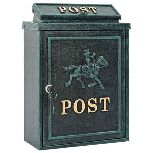 vidaXL Cassetta Postale da Muro con porta Verde 29 x 13 x 41 cm