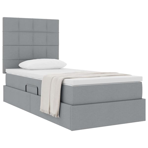 vidaXL Letto con contenitore e materasso Grigio chiaro 90 x 200 cm