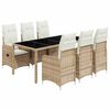 vidaXL Set da Bistr&ograve; da Giardino 7 pz con Cuscini Beige in Polyrattan