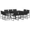 vidaXL Set da Pranzo da Giardino 11 pz con Cuscini Nero in Textilene