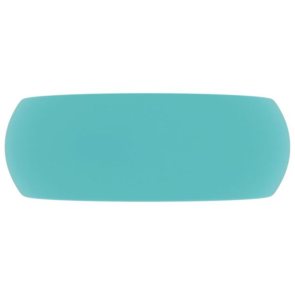 vidaXL Lavandino Lusso Rotondo Verde Chiaro Opaco 40x15 cm in Ceramica