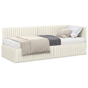 vidaXL Struttura Letto Angolare con Materasso 2 pz Crema 80 x 200 cm