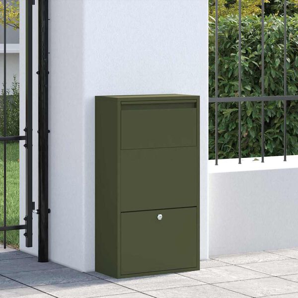 vidaXL Cassetta per pacchi Verde oliva 44 x 22 x 82 cm Acciaio
