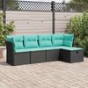 vidaXL Set Divani da Giardino 5 pz con Cuscini in Polyrattan Nero