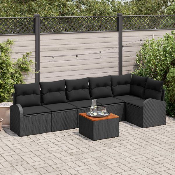 vidaXL Set Divano da Giardino 7 pcs Nero