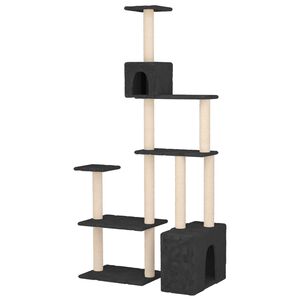 vidaXL Albero per gatti con pali per graffiare in sisal Grigio Scuro