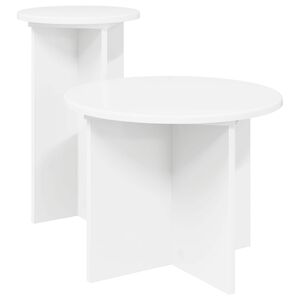 vidaXL Set tavolini 2 pz Bianco &Oslash; 45 x 35 cm Legno ingegnerizzato