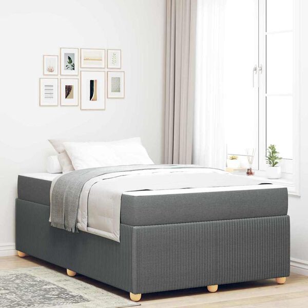 vidaXL Struttura letto con materasso Grigio scuro 120 x 200 cm Tessuto