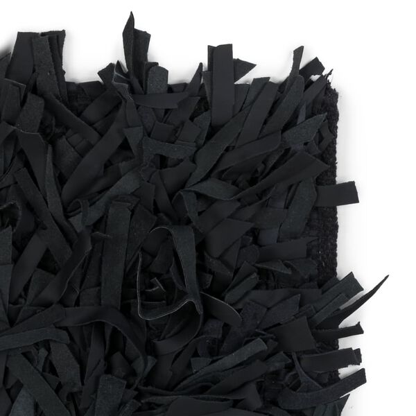 vidaXL Tappeto Shaggy a Pelo Lungo in Vera Pelle 120x170 cm Nero