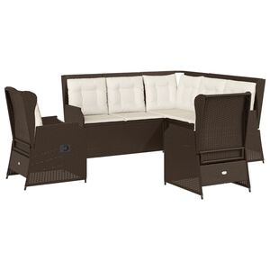 vidaXL Set Divani da Giardino 5 pz con Cuscini Marrone in Polyrattan