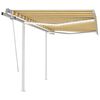 vidaXL Tenda da Sole Retrattile Manuale con LED 3,5x2,5m Gialla Bianca