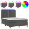 vidaXL Letto a Molle con Materasso e LED Grigio Scuro 140x200 cm