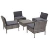 vidaXL Set Divani da Giardino 5 pz con Cuscini in Polyrattan Grigio