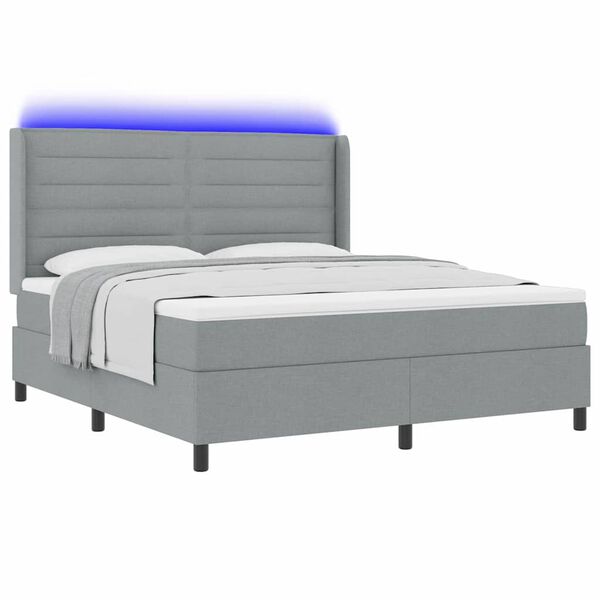 vidaXL Letto a Sorgente LED Grigio chiaro 180 x 200 cm Tessuto