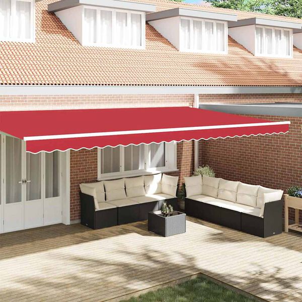 vidaXL Tenda a Braccio Rosso 580 x 20 cm Tela