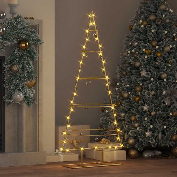 vidaXL Albero di Natale in metallo con supporto Oro 125 cm