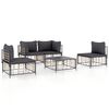 vidaXL Set Divani da Giardino 5 pz con Cuscini Antracite in Polyrattan