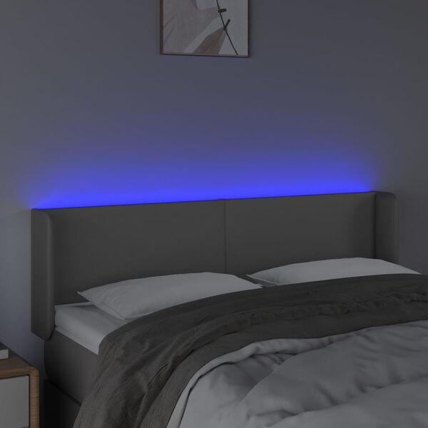 vidaXL Testiera a LED Grigio 147x16x78/88 cm in Similpelle