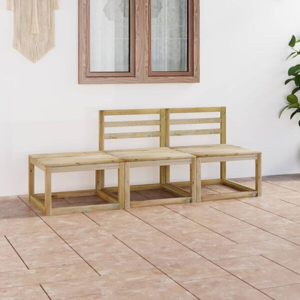 vidaXL Set Salotto da Giardino 3 pz in Legno di Pino Impregnato Verde