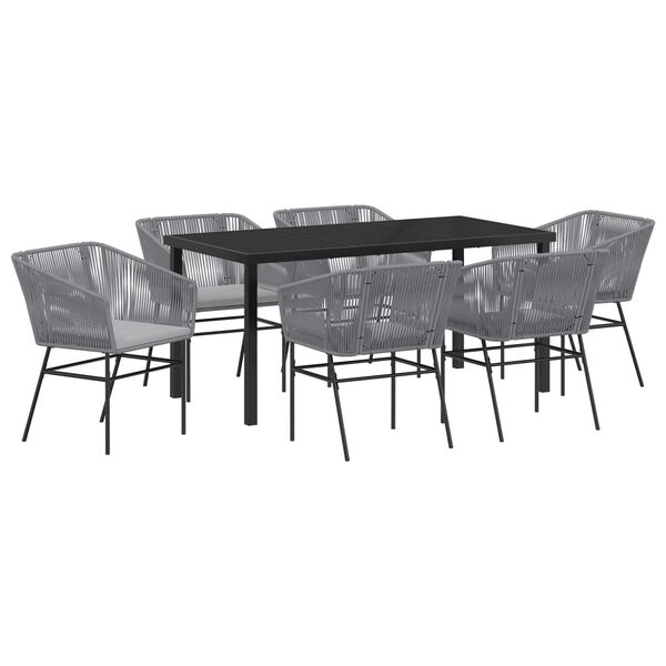 vidaXL Set da Pranzo per Giardino con cuscino 7 pcs Grigio