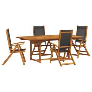 vidaXL Set Pranzo da Giardino 5pz Legno Massello di Acacia e Textilene