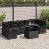 vidaXL Set Divano da Giardino con cuscino 8 pcs Nero polyrattan